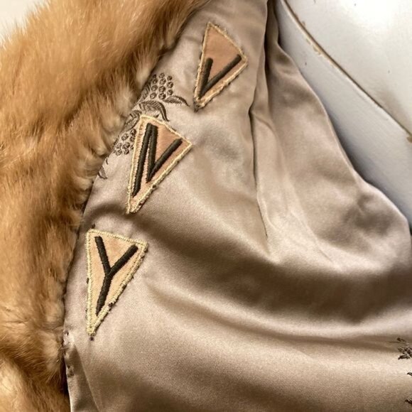 1960s Vintage Simpsons Fur Salon Glamorous Large Collar Short Tan Coat‎ - Picture 5 of 8